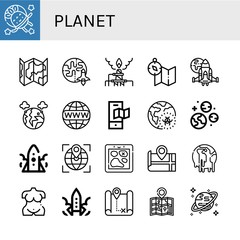 planet simple icons set