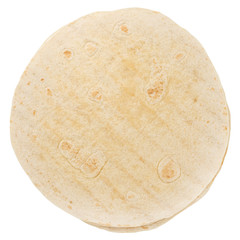 Corn tortillas isolated on white background. Unleavened bread