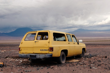 Abbandoned car in the desert
