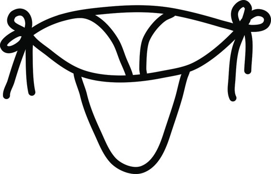 hand-drawn g-string panties isolated on a white background. Women's swimsuit.Doodle style. Vector illustration
