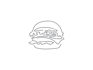 Burger isolated line drawing, vector illustration design. Food collection.