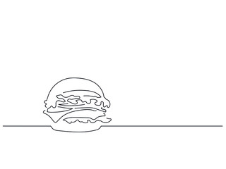 Burger isolated line drawing, vector illustration design. Food collection.