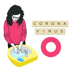 corona virus 2020/hand wash/prevent corona/virus infections prevention methods/editable vector illustration