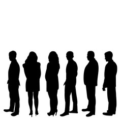  isolated, silhouette people stand, turn