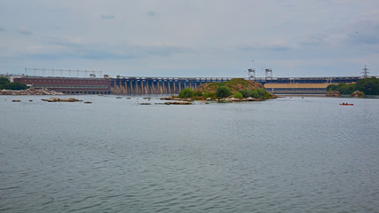 Fototapeta na wymiar Dneproges - largest hydroelectric power station on the Dnieper River