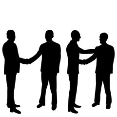isolated, black silhouette of a man shaking hands