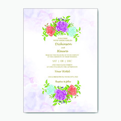 beautiful wedding invitation  card with floral and leaves frame