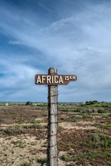 Signpost to Africa. Tarifa Spain