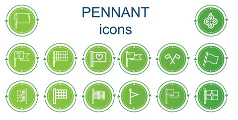 Editable 14 pennant icons for web and mobile