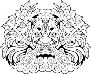 legendary mythological ancient japanese demon Oni, design, illustration