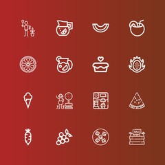 Editable 16 fruit icons for web and mobile