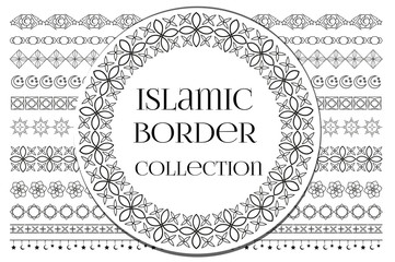 Islamic arabic muslim patterns border ornament tribal style. Ramadan kareem background. Vector illustration