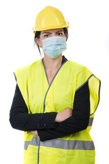 Architect woman with protective mask