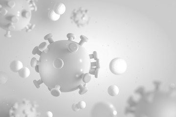 Viruses, bacteria, and other foreign invaders are entering the bloodstream that threaten your health. Coronavirus (Covid-19) outbreak background 3D render. Health care and medical pastel concept.