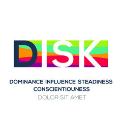 Creative colorful logo ,  DISK mean (dominance influence steadiness conscientiousness) . - obrazy, fototapety, plakaty
