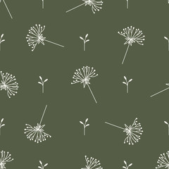 Obraz premium Hand drawn green floral seamless pattern