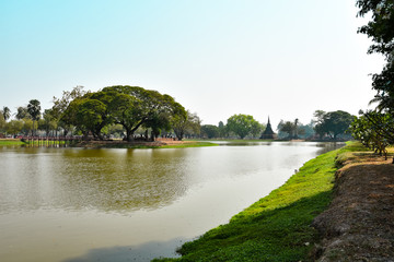 On the grounds of Sukhothai Historical park in Thailand