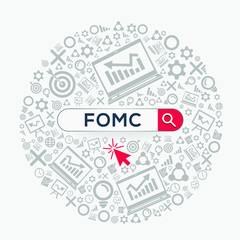 Fototapeta premium FOMC mean (federal open market committee) Word written in search bar ,Vector illustration.