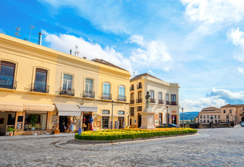 Central square in Ronda city. Malaga province, Andalusia, Spain