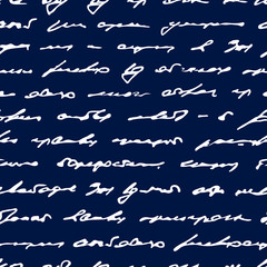 Handwriting text. Indistinct written handwriting. Seamless pattern. Trend design for cover, textile, fabric, interior, paper, packaging, wallpaper, decorative print, background, template, decor, sheet