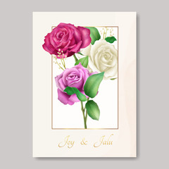 Wedding invitation with beautiful floral watercolor