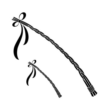 Pomlazka - Czech traditional Easter wicker whip, vector symbol