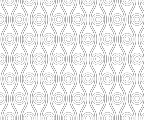 Repeating circle and wavy line vector pattern