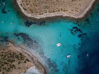 Paros island Aegean sea in Greece from a drone