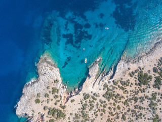 Paros island Aegean sea in Greece from a drone
