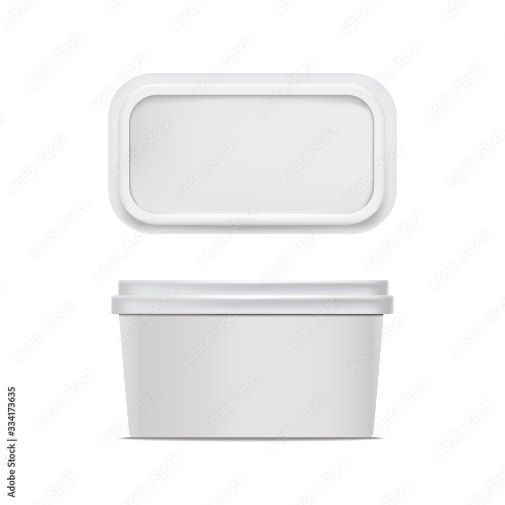 Poster realistic detailed 3d blank container for butter template mockup set. vector