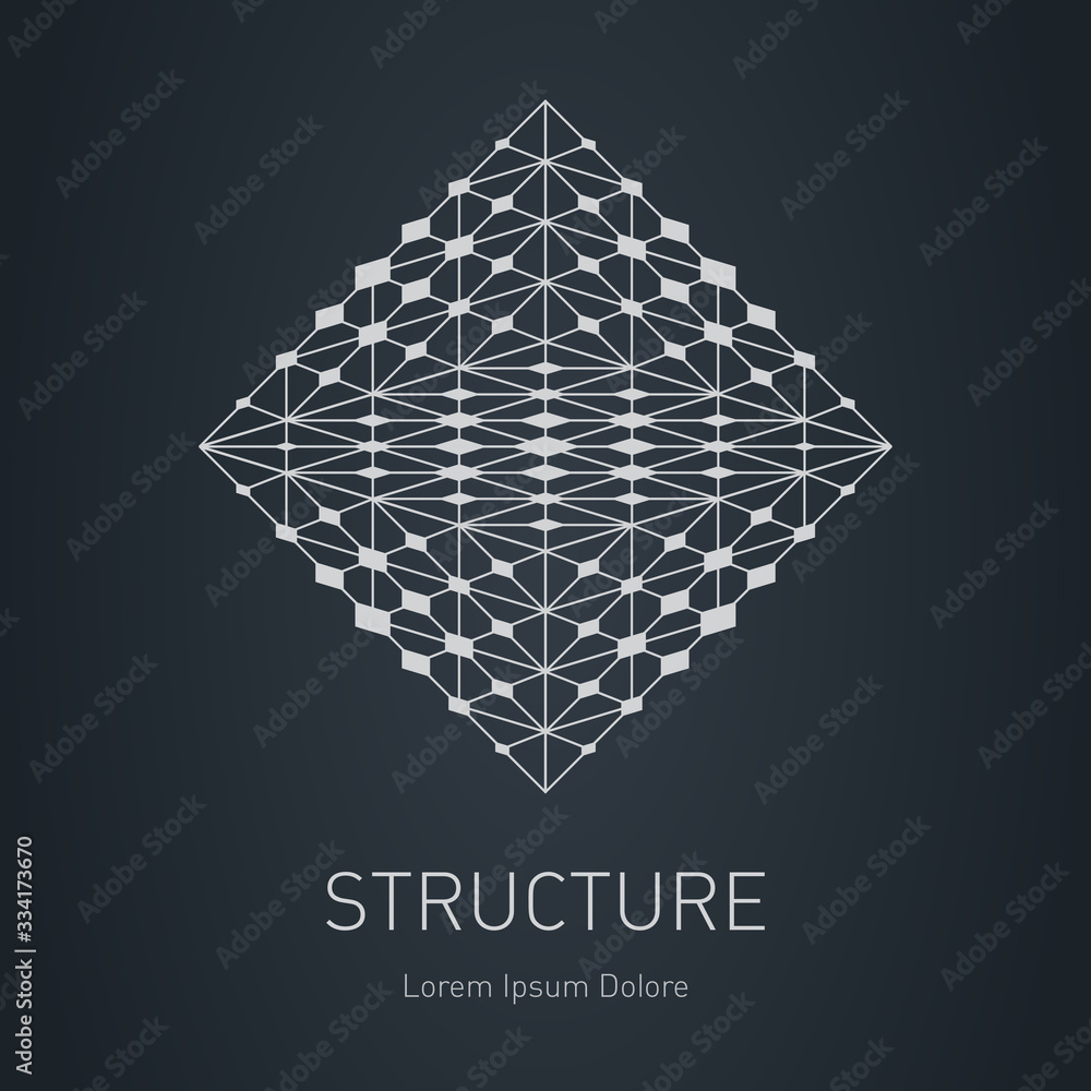 Poster modern stylish logo. design element with squares, triangles and rhombus. vector logotype template. m