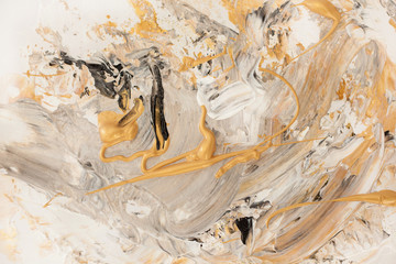 Colorful background, blur, wraps and splashes of paint. gold and acrylic, river painting. Background for creating packaging, templates and flyers.