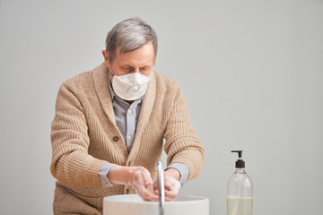 Old man wearing facemask