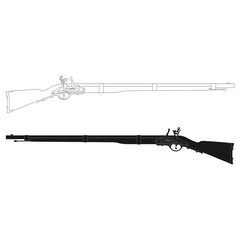 Vector monochrome icon with Antique Rifle
