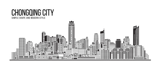 Fototapeta premium Cityscape Building Abstract Simple shape and modern style art Vector design - Chongqing city