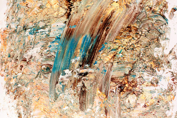 Colorful background, blur, wraps and splashes of paint. gold and acrylic, river painting. Background for creating packaging, templates and flyers.
