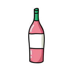 bottle of wine doodle icon, vector illustration