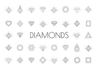 Jewels diamond icons. 