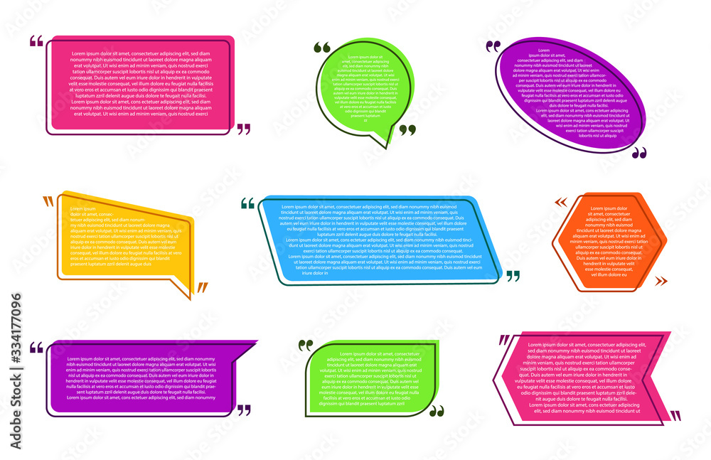 Poster quote text box with title. message quotation bubble with space for description. citation border for 