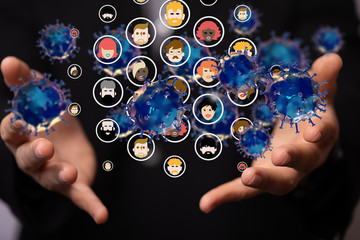 Virus abstract background. protection Genetics Bacteriological Microorganism..