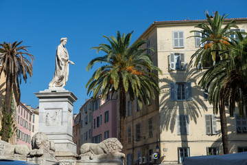 Ajaccio, Corsica / France. 03/10/2015.Napoleon Place Foch four lions Ajaccio