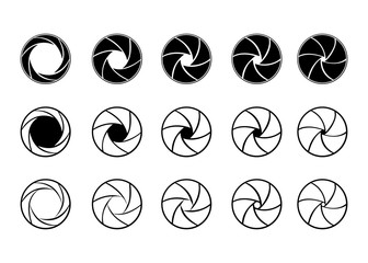 Set of camera lens aperture icons 