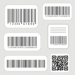 Collection of barcodes isolated on white background.