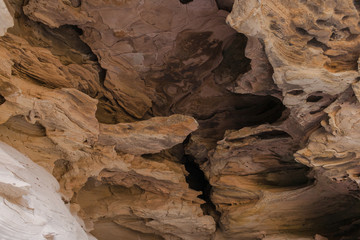 sand cave with textures. rocks with relief in the Elbrus region