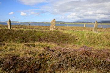 Brodgar - Orkney (Scotland), UK - August 06, 2018: Ring of standing stones at Brodgar, Orkney,...