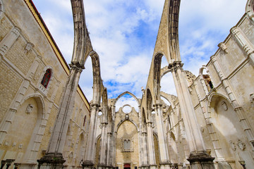 Ruins of Carmo Convent, an archaeological museum in Lisbon, Portugal