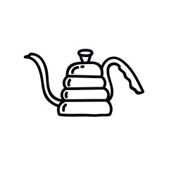 coffee kettle doodle icon, vector illustration