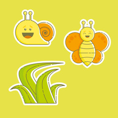 Instects sticker pack in linear style.