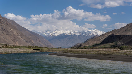 Naklejka na ściany i meble Panj River Mountains Wakhan Valley