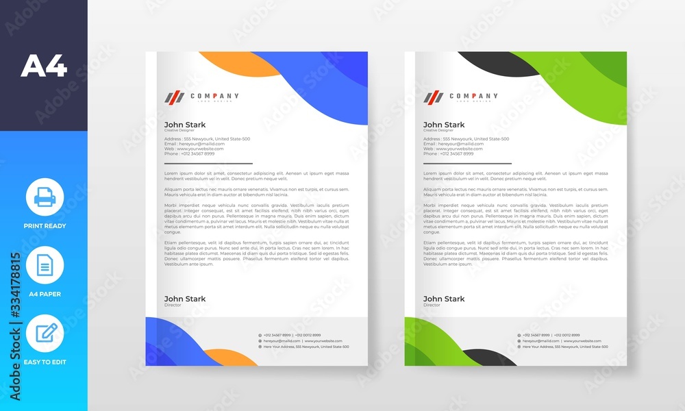 Wall mural colorful and modern business letter head templates for your project, vector design illustration.